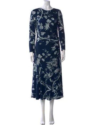 Pre-owned Erdem Floral Print Midi Length Dress In Blue