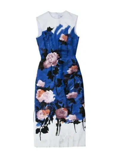 Pre-owned Erdem Floral Print Midi Length Dress In Blue