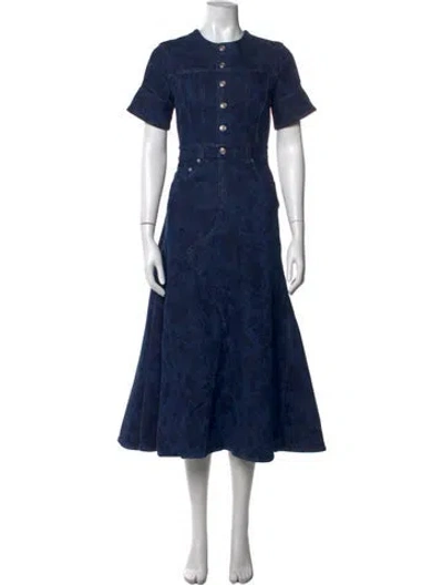 Pre-owned Erdem Floral Print Midi Length Dress In Blue