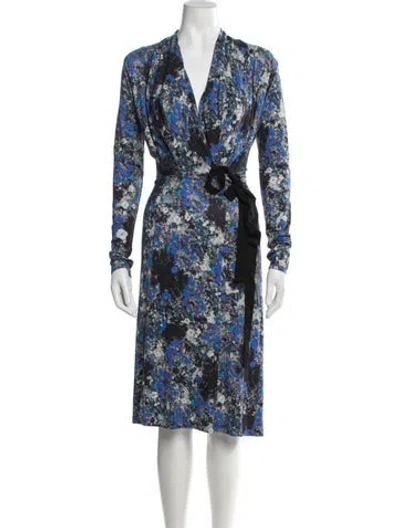 Pre-owned Erdem Floral Print Midi Length Dress In Blue