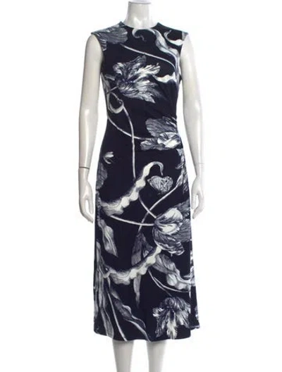 Pre-owned Erdem Floral Print Midi Length Dress In Blue