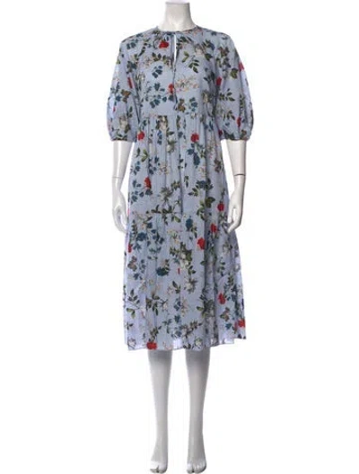 Pre-owned Erdem Floral Print Midi Length Dress In Blue