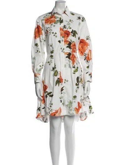 Pre-owned Erdem Floral Print Midi Length Dress In Blue/white