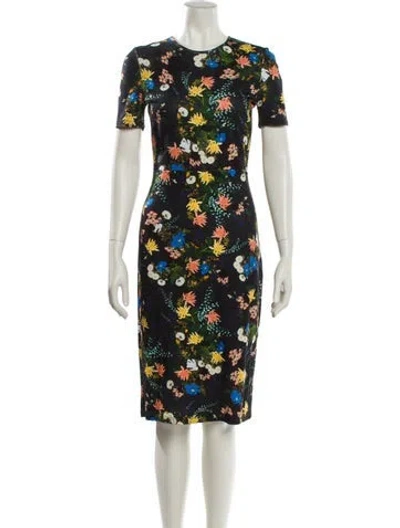 Pre-owned Erdem Floral Print Midi Length Dress In Green