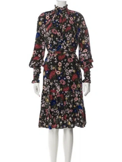 Pre-owned Erdem Floral Print Midi Length Dress In Green