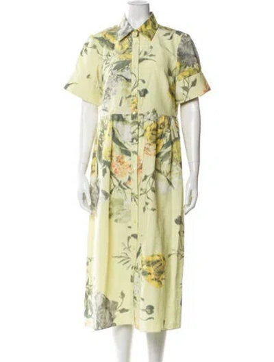 Pre-owned Erdem Floral Print Midi Length Dress In Green