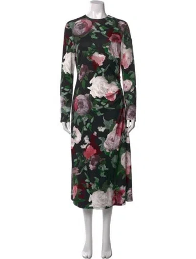Pre-owned Erdem Floral Print Midi Length Dress In Green