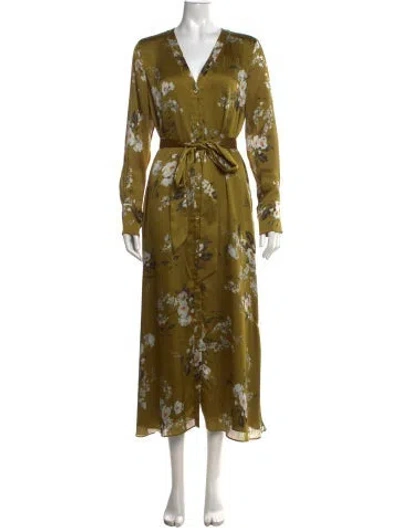 Pre-owned Erdem Floral Print Midi Length Dress In Green