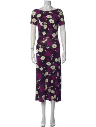 Pre-owned Erdem Floral Print Midi Length Dress In Green