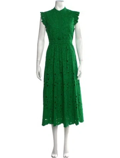 Pre-owned Erdem Floral Print Midi Length Dress In Green