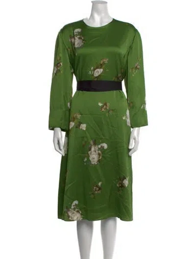 Pre-owned Erdem Floral Print Midi Length Dress In Green