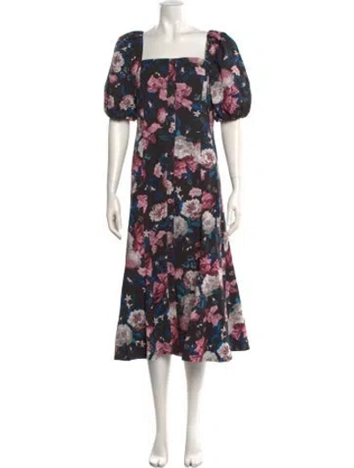 Pre-owned Erdem Floral Print Midi Length Dress In Multi