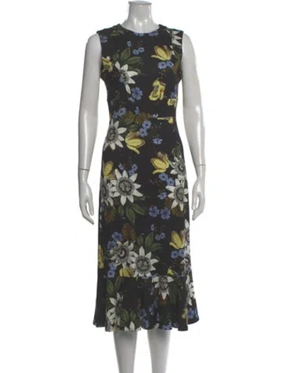Pre-owned Erdem Floral Print Midi Length Dress In Multi