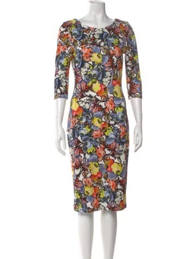 Pre-owned Erdem Floral Print Midi Length Dress In Neutral