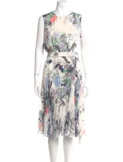 Pre-owned Erdem Floral Print Midi Length Dress In Neutral