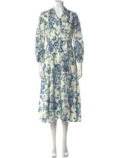 Pre-owned Erdem Floral Print Midi Length Dress In Neutral