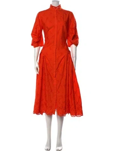 Pre-owned Erdem Floral Print Midi Length Dress In Orange