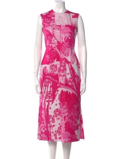 Pre-owned Erdem Floral Print Midi Length Dress In Pink