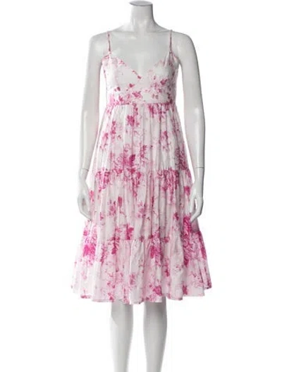 Pre-owned Erdem Floral Print Midi Length Dress In Pink