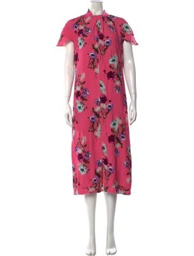 Pre-owned Erdem Floral Print Midi Length Dress In Pink