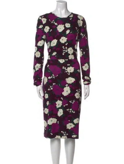Pre-owned Erdem Floral Print Midi Length Dress In Purple