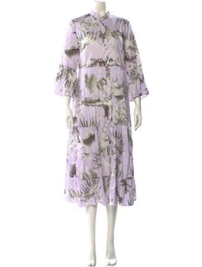 Pre-owned Erdem Floral Print Midi Length Dress In Purple