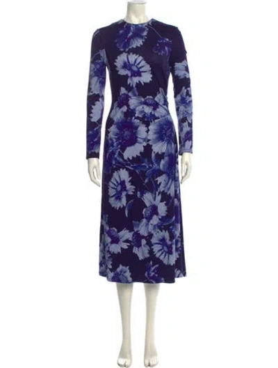 Pre-owned Erdem Floral Print Midi Length Dress In Purple