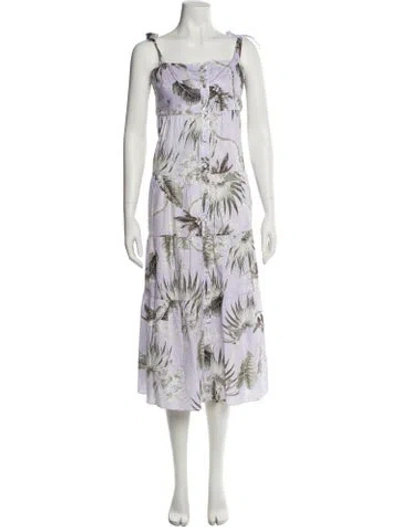 Pre-owned Erdem Floral Print Midi Length Dress In Purple