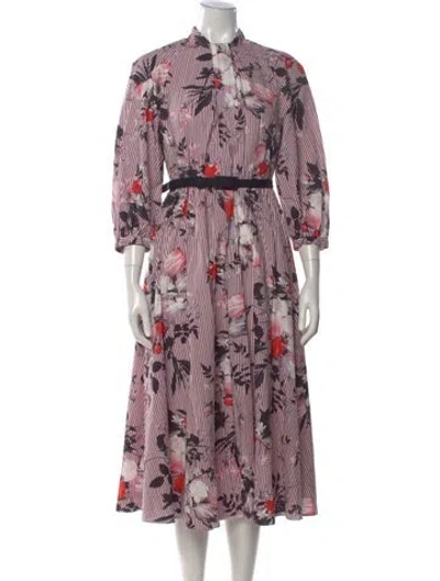 Pre-owned Erdem Floral Print Midi Length Dress In Purple