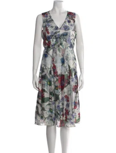 Pre-owned Erdem Floral Print Midi Length Dress In Purple