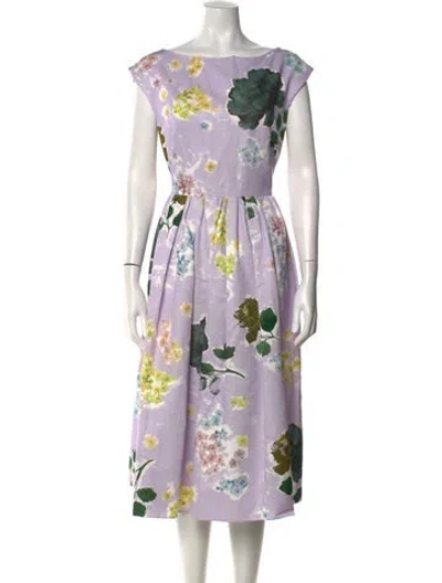 Pre-owned Erdem Floral Print Midi Length Dress In Purple