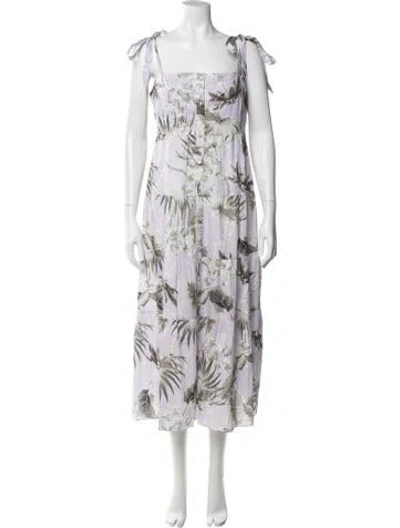 Pre-owned Erdem Floral Print Midi Length Dress In Purple