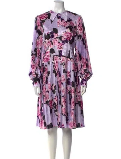 Pre-owned Erdem Floral Print Midi Length Dress In Purple