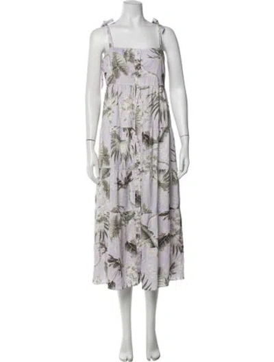 Pre-owned Erdem Floral Print Midi Length Dress In Purple