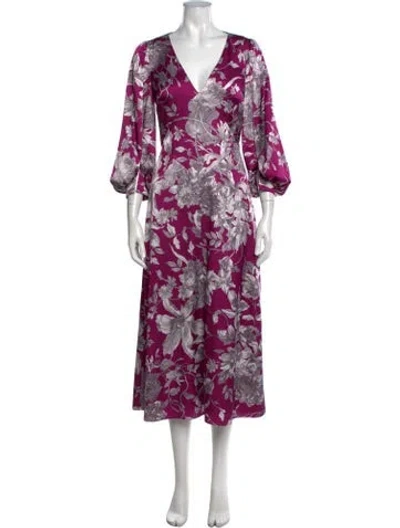 Pre-owned Erdem Floral Print Midi Length Dress In Purple