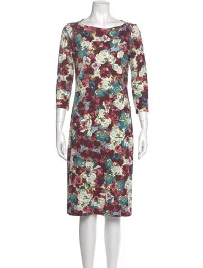 Pre-owned Erdem Floral Print Midi Length Dress In Red