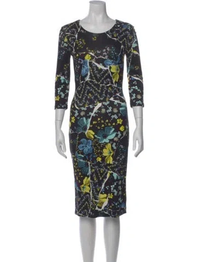 Pre-owned Erdem Floral Print Midi Length Dress W/ Tags In Black