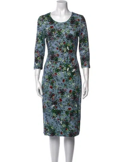 Pre-owned Erdem Floral Print Midi Length Dress W/ Tags In Blue