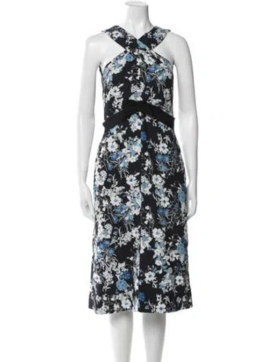 Pre-owned Erdem Floral Print Midi Length Dress W/ Tags In Blue