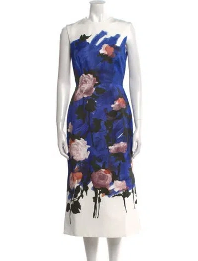 Pre-owned Erdem Floral Print Midi Length Dress W/ Tags In Blue