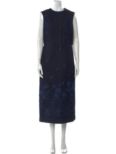 Pre-owned Erdem Floral Print Midi Length Dress W/ Tags In Blue