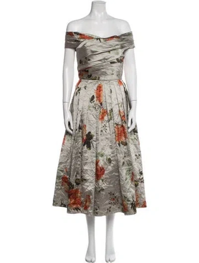 Pre-owned Erdem Floral Print Midi Length Dress W/ Tags In Neutral