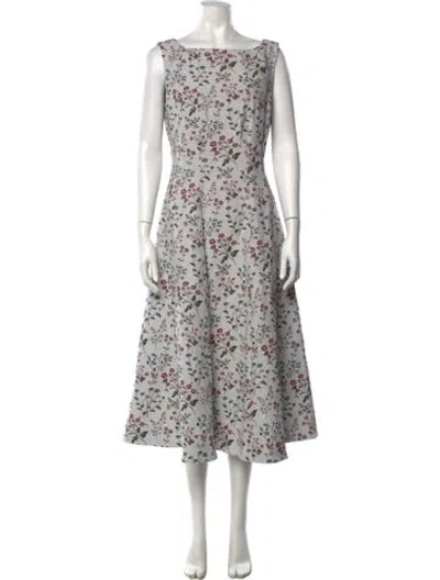 Pre-owned Erdem Floral Print Midi Length Dress W/ Tags In Neutrals