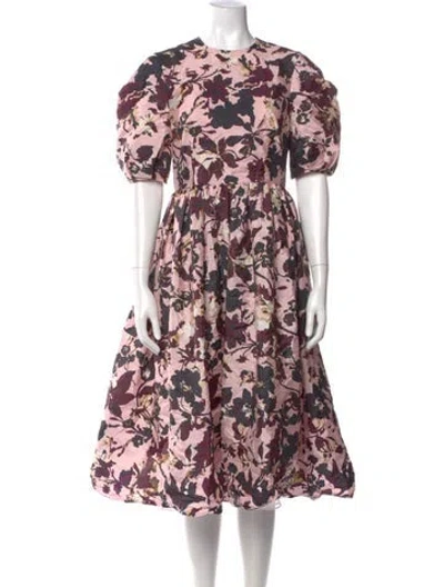 Pre-owned Erdem Floral Print Midi Length Dress W/ Tags In Pink
