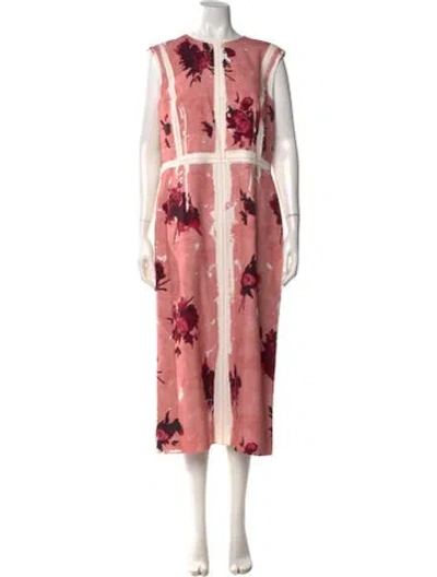 Pre-owned Erdem Floral Print Midi Length Dress W/ Tags In Pink