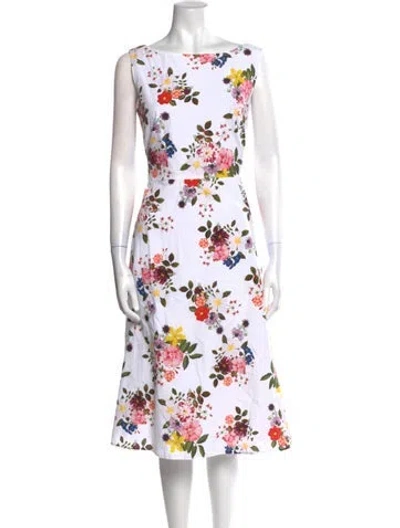 Pre-owned Erdem Floral Print Midi Length Dress In White