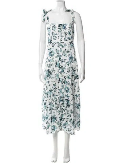 Pre-owned Erdem Floral Print Midi Length Dress In White