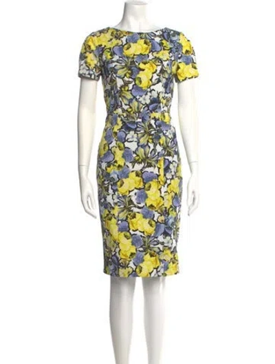 Pre-owned Erdem Floral Print Midi Length Dress In Yellow