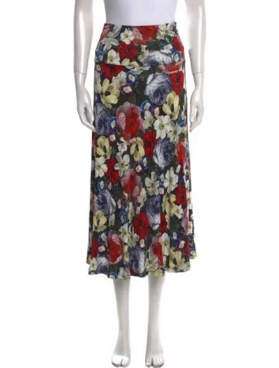 Pre-owned Erdem Floral Print Midi Length Skirt In Black
