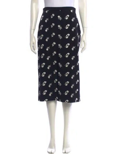 Pre-owned Erdem Floral Print Midi Length Skirt In Black